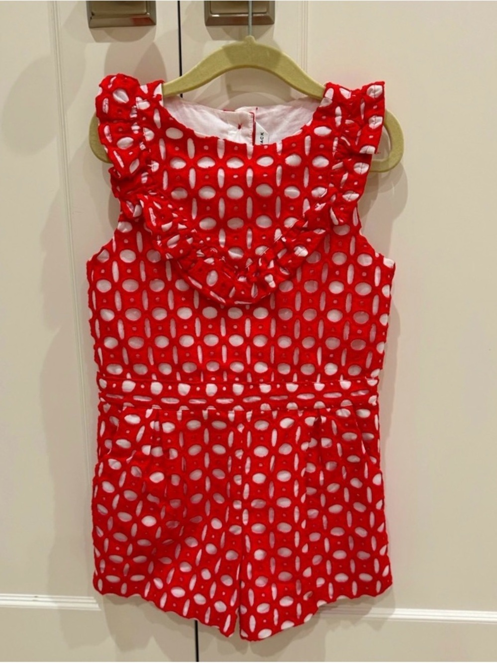 Janie & jack Red and White Cutout Ruffle Romper